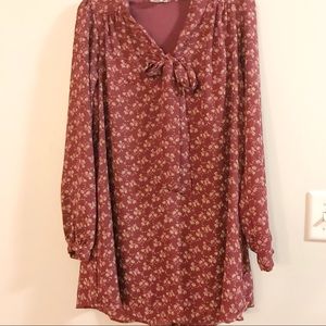 Burgundy red tunic dress